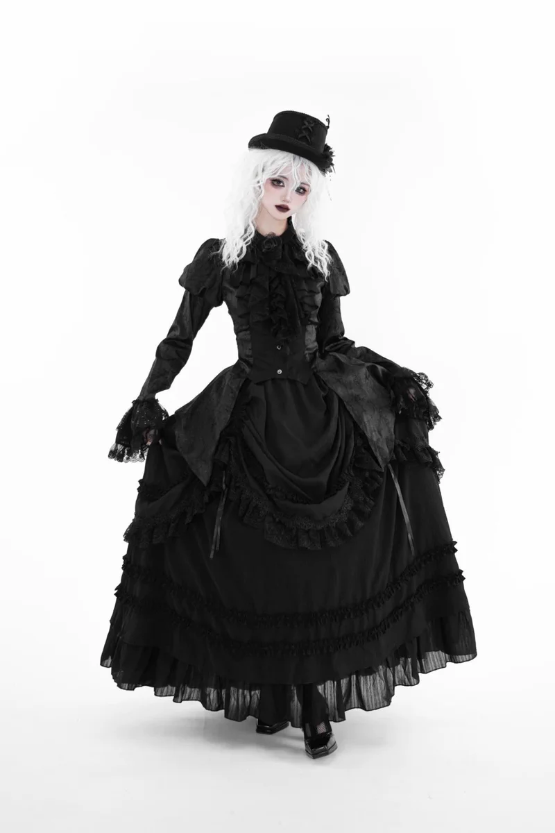 通販 ゴシック スカート ロング OZZCROCE 黒系変則フリルのロング 