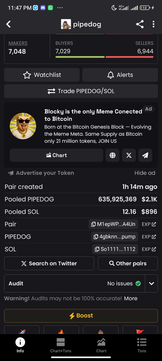 Mubbyman03's tweet photo. why do devs rug pull an hour-old token man 😔

Not even a full hour. 6,944 sellers already. liquidity sitting at $23k against a $107k mcap the whole time that's not a coin, that's a trapdoor with a chart on it.

And the worst part is the "audit ✅" badge that's supposed to make you feel safe. it doesn't check if the dev's about to dump. it just checks the contract didn't break a rule. nobody's actually protecting you.

i'm so mad and just tired. tired of watching people ape into something that was never going to make it past hour two. tired of the "audit passed" lie doing half the damage

Now catching a decent run is like having a connection with some cartel bosses in the area crazy man