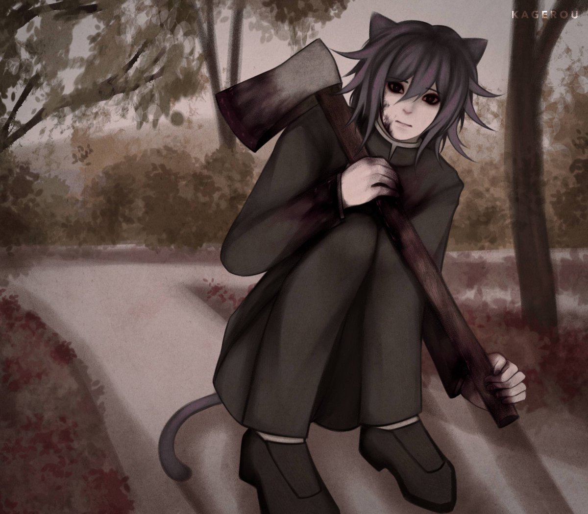 Kagehara12's tweet photo. The cat boy is thirsty for blood https://t.co/dQB4XJVGPu