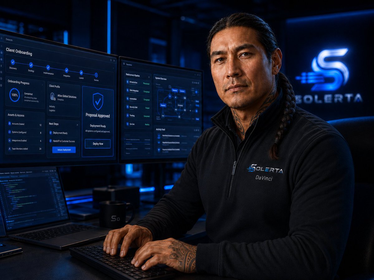 Solertaai's tweet photo. Meet DaVinci, Solerta’s AI Blueprint Architect.

DaVinci finds bottlenecks, disconnected systems, hidden risks, and those mysterious spreadsheets holding the entire company together.
He designs the AI-agent blueprint.

Different terrain. Same mission: find the best path forward. https://t.co/XH4fiWzKI1