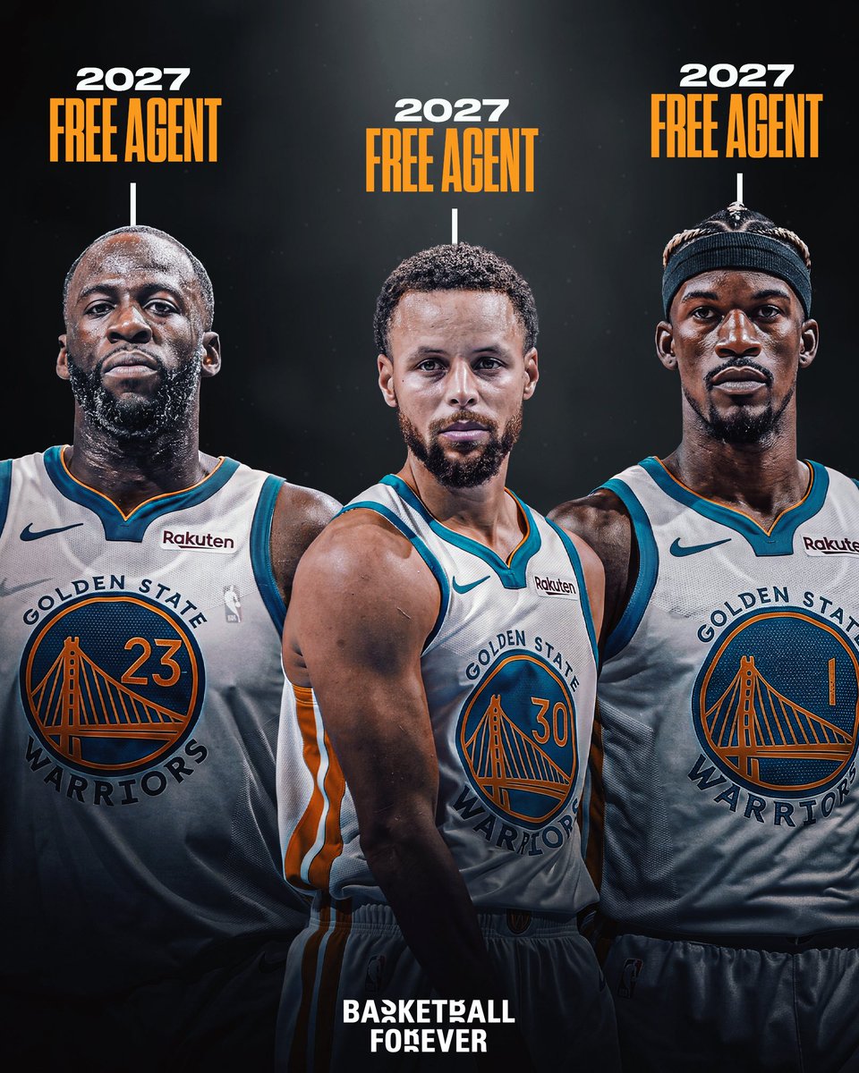 bballforever_'s tweet photo. The 2027 offseason could become VERY interesting for Golden State with Stephen Curry, Draymond Green &amp; Jimmy Butler all currently scheduled to become unrestricted free-agents 👀

Where will the Warriors go from there? https://t.co/J0oSEx7tWe