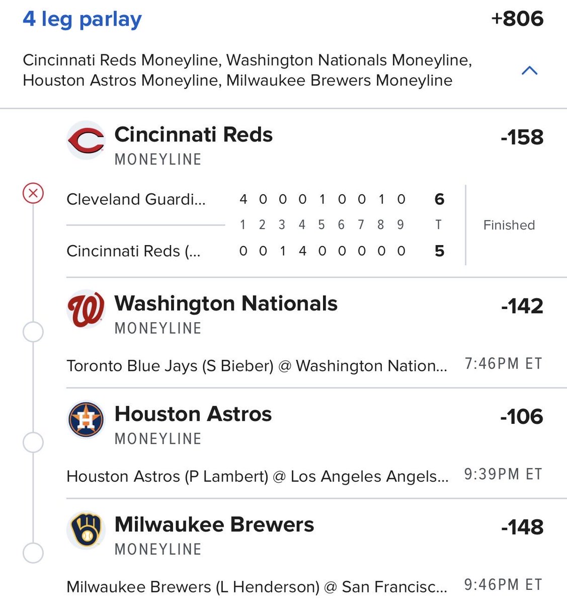 Ecombets's tweet photo. MLB parlays have been rough these past few weeks 🤯 Reds fell 5-6 to Cleveland and it cost us the whole 4-leg (+806 gone).

We don’t guess. We calculate — and the math says stay disciplined right now.

🏈 NFL is our season. MLB is the appetizer.

Bet small, protect your bankroll, and get your units ready for when our numbers really hit their stride. Not worth going over 1 unit on MLB plays right now — preserve capital, stay patient.

Tail or fade the next one? 👇

#MLB #ZTR #ZonePicks #NFL #BettingCommunity #BankrollManagement