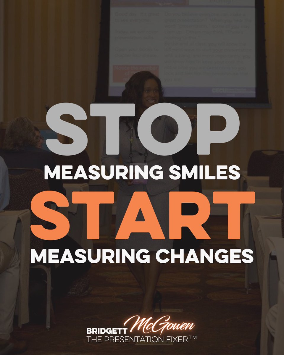 bmhcompanies's tweet photo. The best feedback I receive isn't about energy or applause.
It's hearing someone applied an idea before the day was over.
What change do you hope your audience makes after hearing you speak?

#training #speakerlife #presentations #BridgettMcGowen #ThePresentationFixer https://t.co/W2EuphJoNt