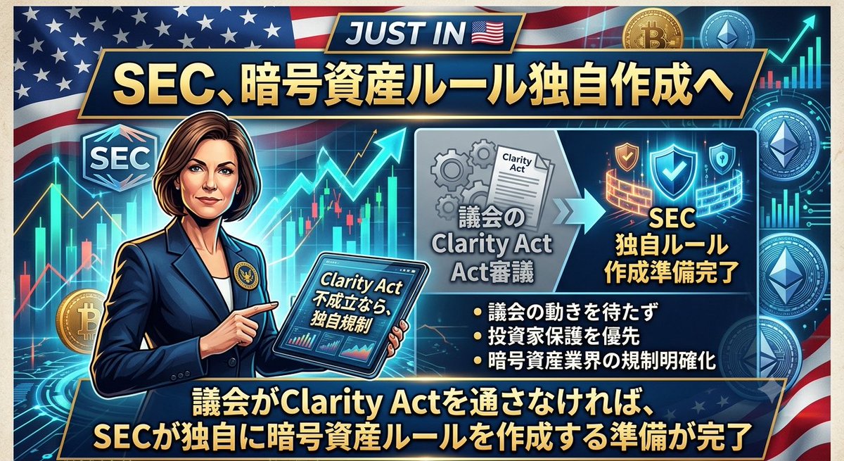 XRP_HAIJI's tweet photo. 速報🇺🇸
SECは、議会がClarity Actを通さなければ暗号資産ルールを独自に作る準備完了と表明。 https://t.co/jfPBugjqQn