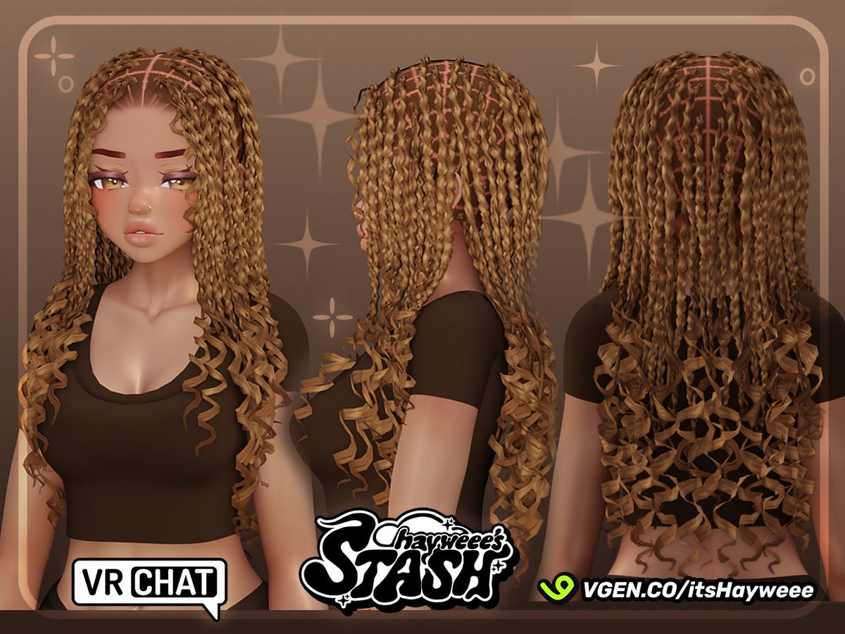 itsHayweee's tweet photo. French curly braids ☕ 

I loveeee how these came out! Every hair that I create becomes a new favourite 😍✨

#VGenComm #vgen #vrchat #blender #3dhair
🔗https://t.co/TUXARFa3So https://t.co/SyShnBcnY5