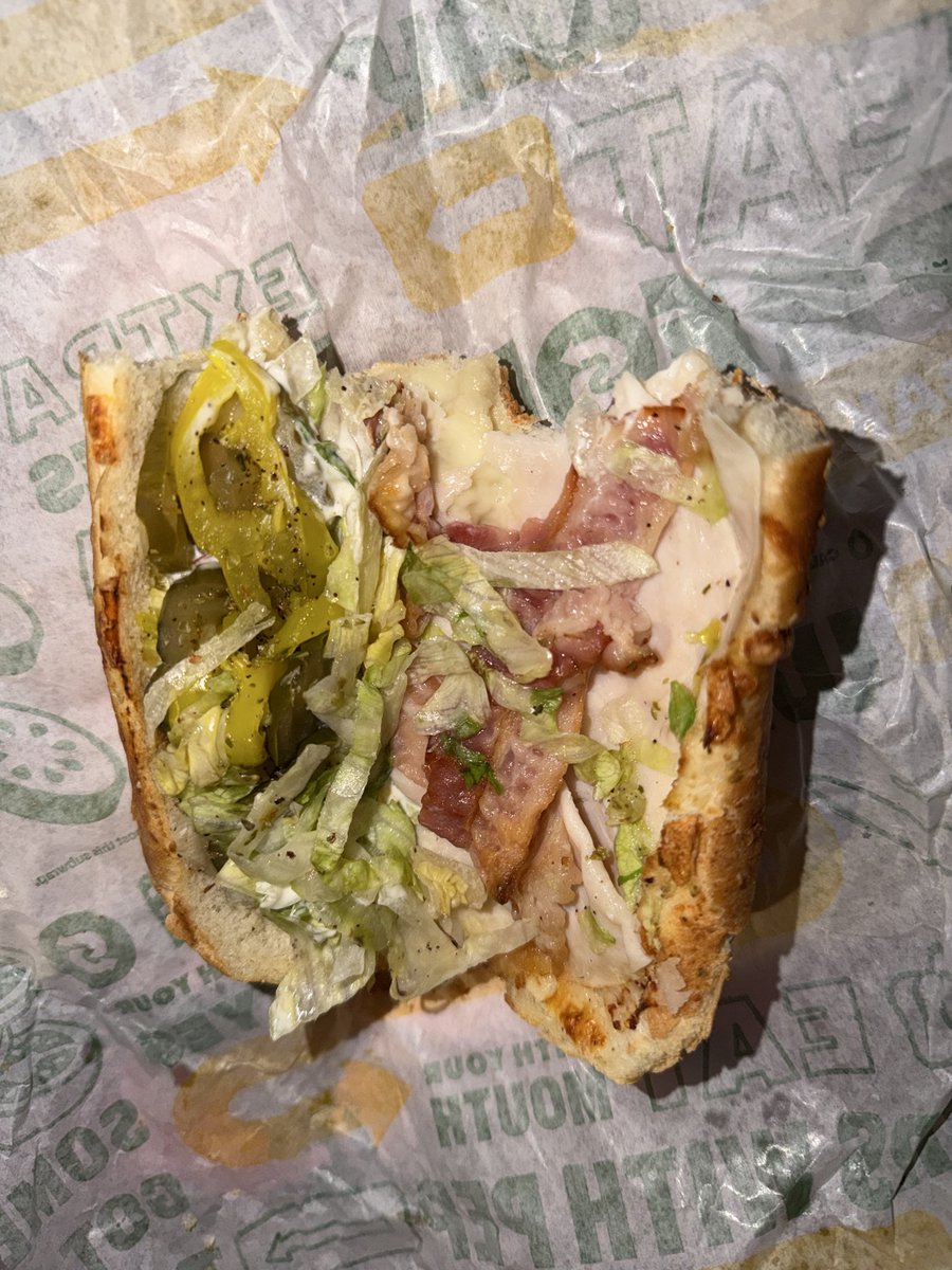 NextJennLife's tweet photo. @SUBWAY this is a 6” oven roasted turkey with bacon… where’s my turkey? I decided to give you guys a third chance. This is disappointing. Both sandwiches have a slice each. https://t.co/sNFY3TDs8o