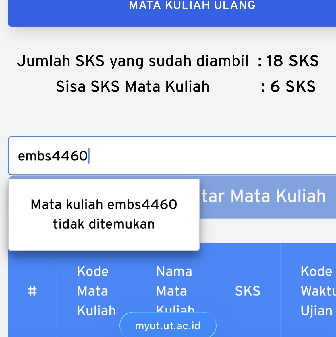 wcmamped's tweet photo. @utfess maaf jb, aku skrg sipas smt 8. Kemarin udh regis matkul duluan. Pas smt 7 blm bisa ambil TAPS karena SKS &amp; matkul pendukung blm memenuhi. Skrg SKS udh cukup &amp; matkul pendukung udh lulus, tapi opsi regis TAPS nggak muncul, bahkan di matkul ulang jg gaada. Ada yg tau ini kenapa? https://t.co/gqV9MnQniK