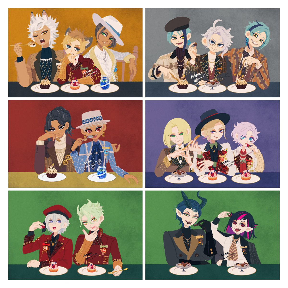 tsumikirin's tweet photo. ボンボニエールまとめもあと2寮です
バストアップの絵なので2-3人でまとめてます https://t.co/Ghdg0BVGPF