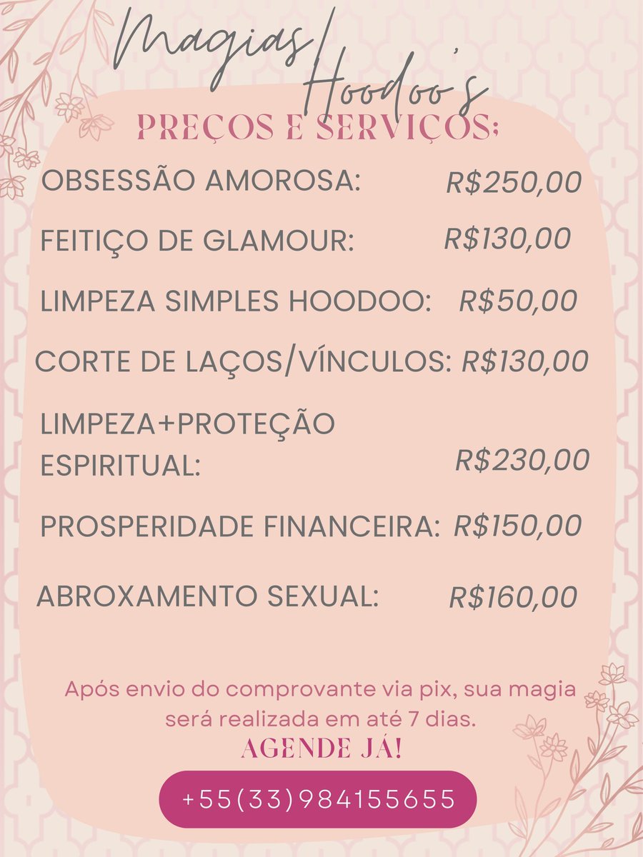 bruthina's tweet photo. Leituras de Tarot, baralhos de Pombogira, baralho cigano e trabalhos espirituais.
Venha agendar sua consulta espiritual comigo, com o axé de Exu!
+4 mil consultas realizadas.
#Tarô #Tarot #BaralhoCigano #Cartomante #Magia #Oráculo
📲 Link para contato: 👇
https://t.co/Yzus8MzAPF https://t.co/zQQqZPGR7h