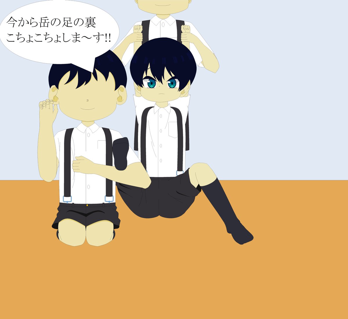 77776Game's tweet photo. 『柚木さん家の四兄弟』の岳くんが足の裏をくすぐら���るイラストを描いた https://t.co/4uITC3iE6O