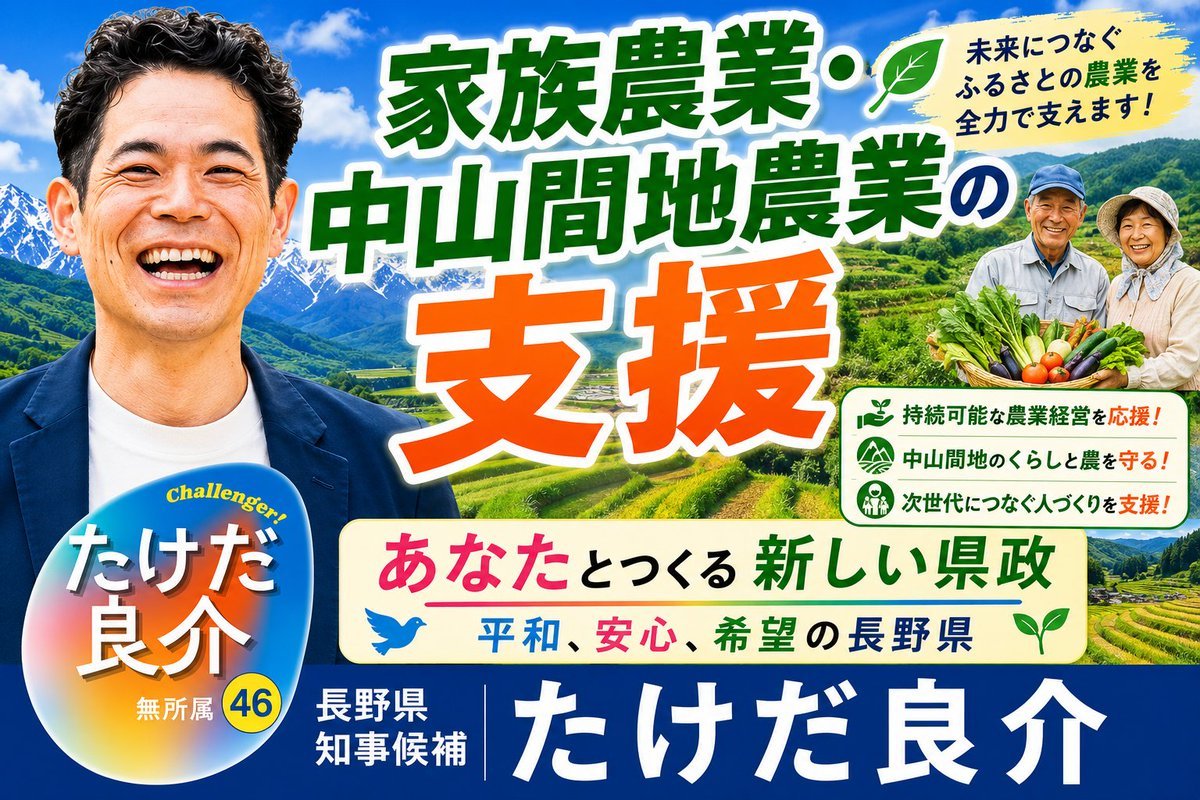 G160HyALuy83923's tweet photo. 中山間地の農業は、長野県でも大事な課題🍅🌾
自民党は、うわべだけ良さそうな事言って、本気で助けてくれたこと無いよね❓️
たけださんなら、本気でやってくれる😃✨
#たけだ良介
#長野県知事選挙
#長野県 https://t.co/iV0jaSlU0A