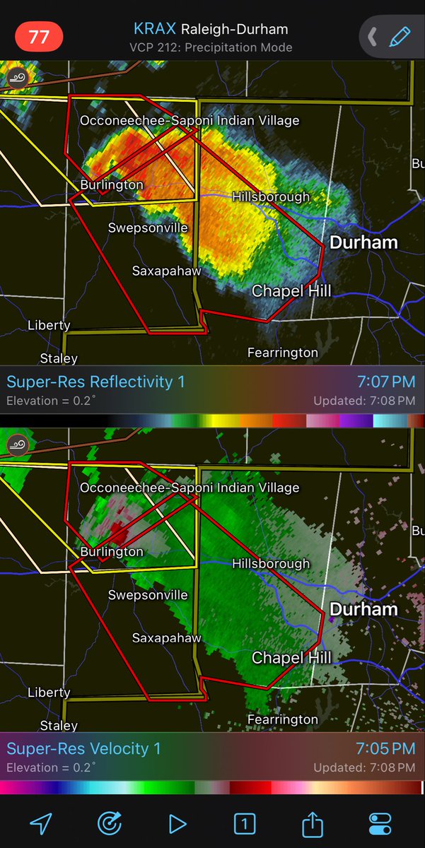 Chris040903's tweet photo. Heads up western Raleigh-Durham, this storm looks like it could drop a tornado at anytime. https://t.co/zpgh07pHrO
