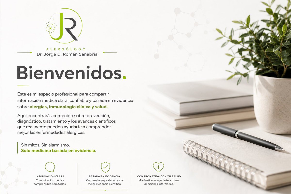 DrJorgeRoman's tweet photo. ¡Bienvenidos!
Gracias por estar aquí. Compartiré contenido sobre Alergología e Inmunología Clínica con un enfoque práctico, claro y actualizado. Espero que este espacio les sea de utilidad.

#Alergología #InmunologíaClínica #Alergia https://t.co/iEcjYLy0Lv