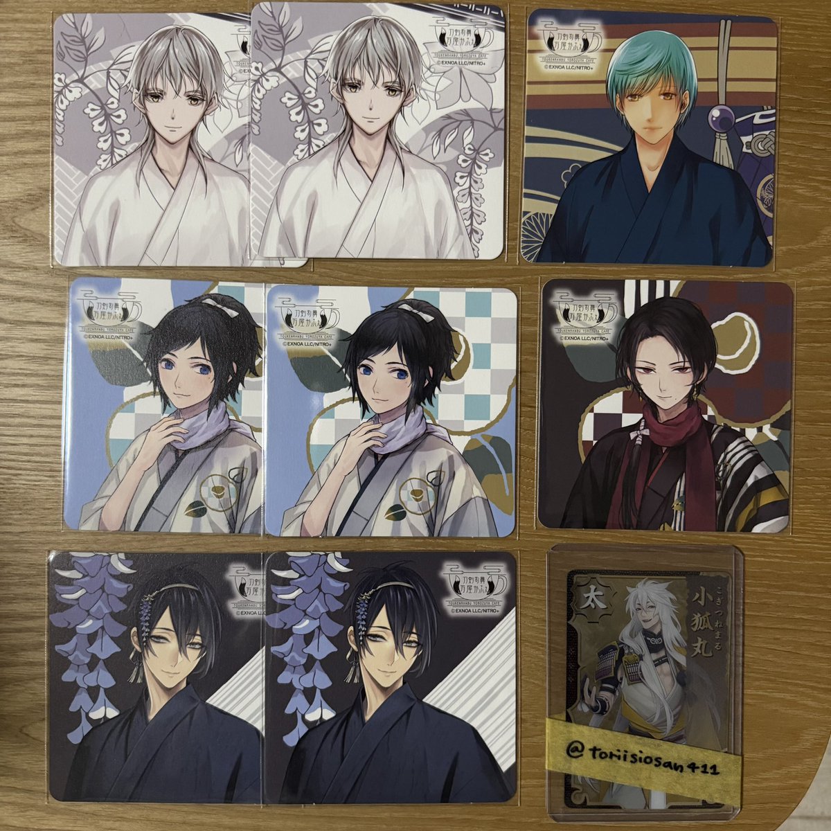 toriisiosan411's tweet photo. 【交換】刀剣乱舞　とうらぶ　万屋かふぇ　軽装まつり　コースター

譲)三日月2/一期/鶴丸2/加州/大和守

求)山姥切/京極/日向/水心子/清麿/大慶/
各1枚 (友人分)

郵送交換or都内手渡し
弾違いで難しいと思いますがお気軽にお声掛けください🙇‍♂️ https://t.co/YPaZPePW2u