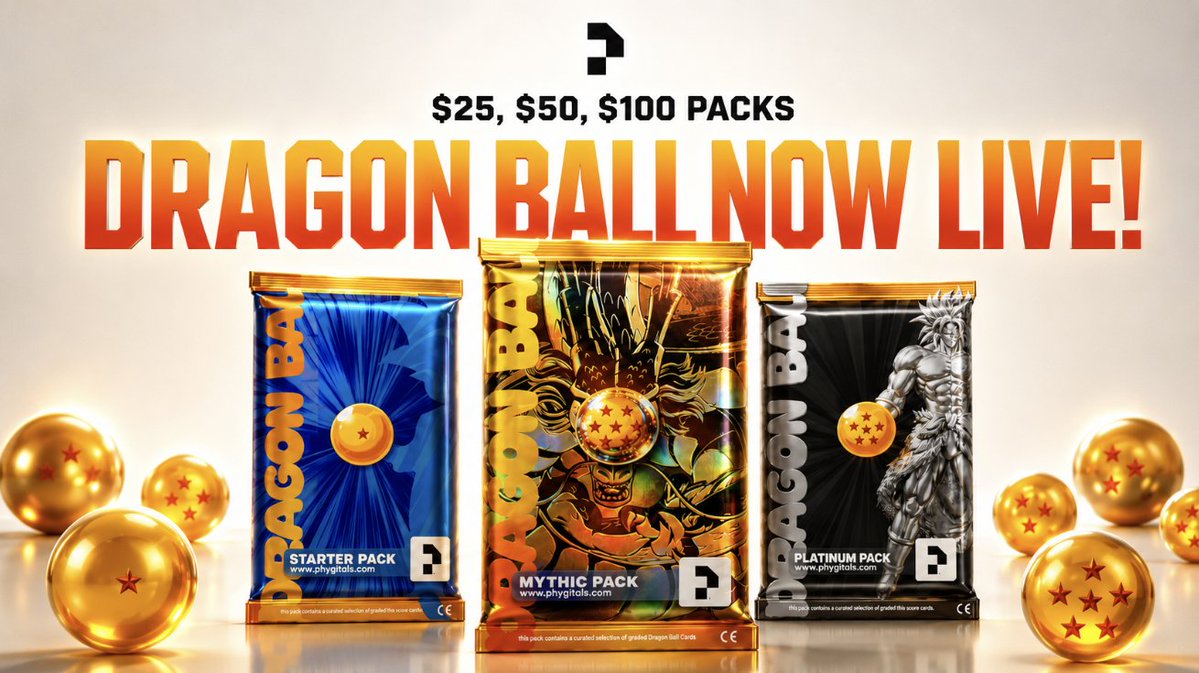 phygitals's tweet photo. DRAGON BALL PACKS ARE NOW LIVE! 🚨

To celebrate, we’re giving away 5 PACKS on this post!

TO ENTER:
❤️ LIKE
🔁 RETWEET
👥 TAG A COLLECTOR

Winners will be picked in 24 hours. GOOD LUCK!

Pack links below ⤵️ https://t.co/7zZ6mXkOHO