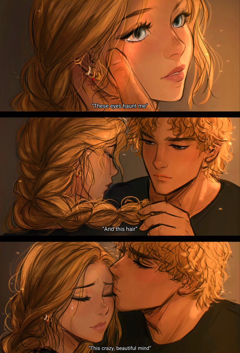 cinabunbooks's tweet photo. "These eyes haunt me." His thumb brushed the curve of my cheekbone.

"And this hair." He tugged on my braid.

"This crazy mind." He shook his head before brushing his lips against my left temple, and then my right. "This beautiful mind."

hughliz
comm by me 
art by @emmegjpx https://t.co/A4NocYsx41