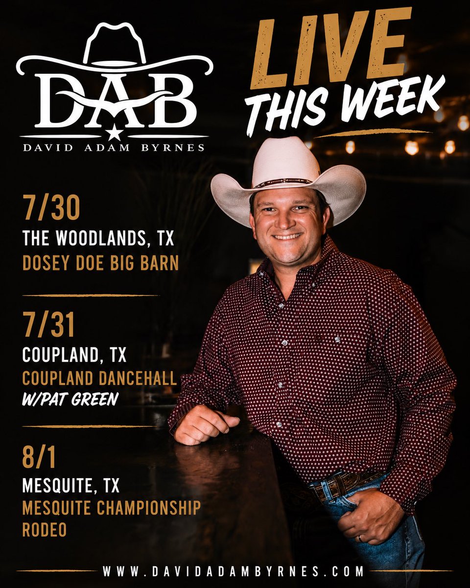 davidadambyrnes's tweet photo. We’ve spent a good chunk of the summer out on the road, and it’s good to be back in the Lone Star State for a few shows.

📍 Thursday – The Woodlands, TX
Dosey Doe Big Barn

📍 Friday – Coupland, TX

📍 Saturday – Mesquite, TX

Looking forward to seeing everybody this week https://t.co/0qaw5h4lmr