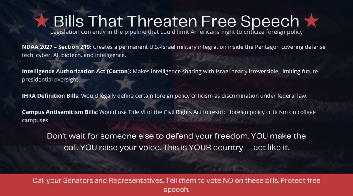mladner30's tweet photo. Incase your wondering what Netanyahu is here finalizing. We are watching the final stages of losing our country. Right now, quietly tucked inside must pass bills, there are several pieces of legislation that would make criticizing Jewish power or Israel effectively illegal in America.

This isn’t exaggeration. This is where we’re headed.

Here’s what’s coming down the pipeline:

NDAA 2027 Section 219: This creates a permanent U.S.-Israel military merger inside the Pentagon. Full integration of defense technology, cyber, AI, biotech, and intelligence. It locks America and Israel together at the hip at the deepest levels of our national security apparatus.

Tom Cotton’s Intelligence Bill (Intelligence Authorization Act): Makes intelligence sharing with Israel basically irreversible. A future president would have to jump through insane hoops just to reduce cooperation. It removes American control over our own intelligence relationship with Israel.

IHRA Definition bills: Multiple efforts to legally enshrine the IHRA definition of antisemitism into U.S. law. This definition explicitly says that saying things like “Jews have too much power” or comparing Israeli policy to Nazi Germany is antisemitic. This is the same definition the ADL uses to label people like me.

Campus Antisemitism bills: These would use Title VI of the Civil Rights Act to treat criticism of Israel on college campuses as racial discrimination.

If these bills pass, everyone who has been questioning what’s been going on, is in trouble.

Especially people like me who documents historical patterns, Jewish overrepresentation in power, and the effects of Zionism on American policy becomes a legal threat to the state.

Right now we are just “unhireable.” Or liabilities, but If these bills pass, we become a domestic extremist in the eyes of the federal government.

They are trying to criminalize pattern recognition. They are trying to make it illegal to notice what’s been done to this country.

This is the moment.

Call your Senators. Call your Congressman. Tell them to vote NO on Section 219, Tom Cotton’s intelligence bill, and any bill that codifies the IHRA definition of antisemitism.

This is not about “hate.” This is about whether America remains a free country where a Christian man can read history, see patterns, and speak openly about it.

We are one session away from crossing the point of no return…