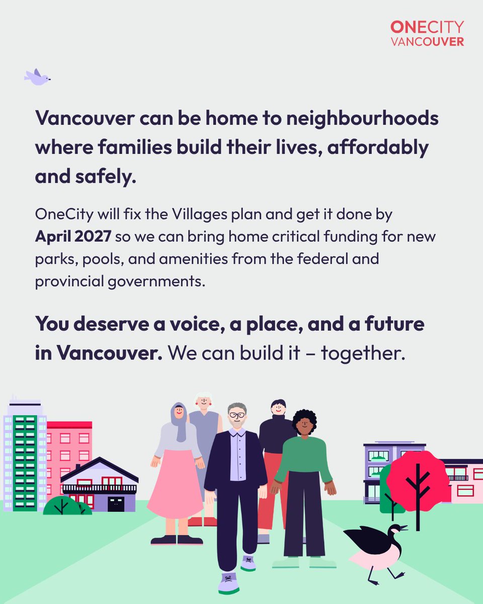 OneCityVan's tweet photo. To the people who still envision a walkable, vibrant Vancouver, it's still possible. ABC killed the plan today, but OneCity is committed to bringing more diverse, thriving neighbourhoods to every community.

Be a part of it - donate or volunteer at the link in bio. https://t.co/r63TzKO9YL
