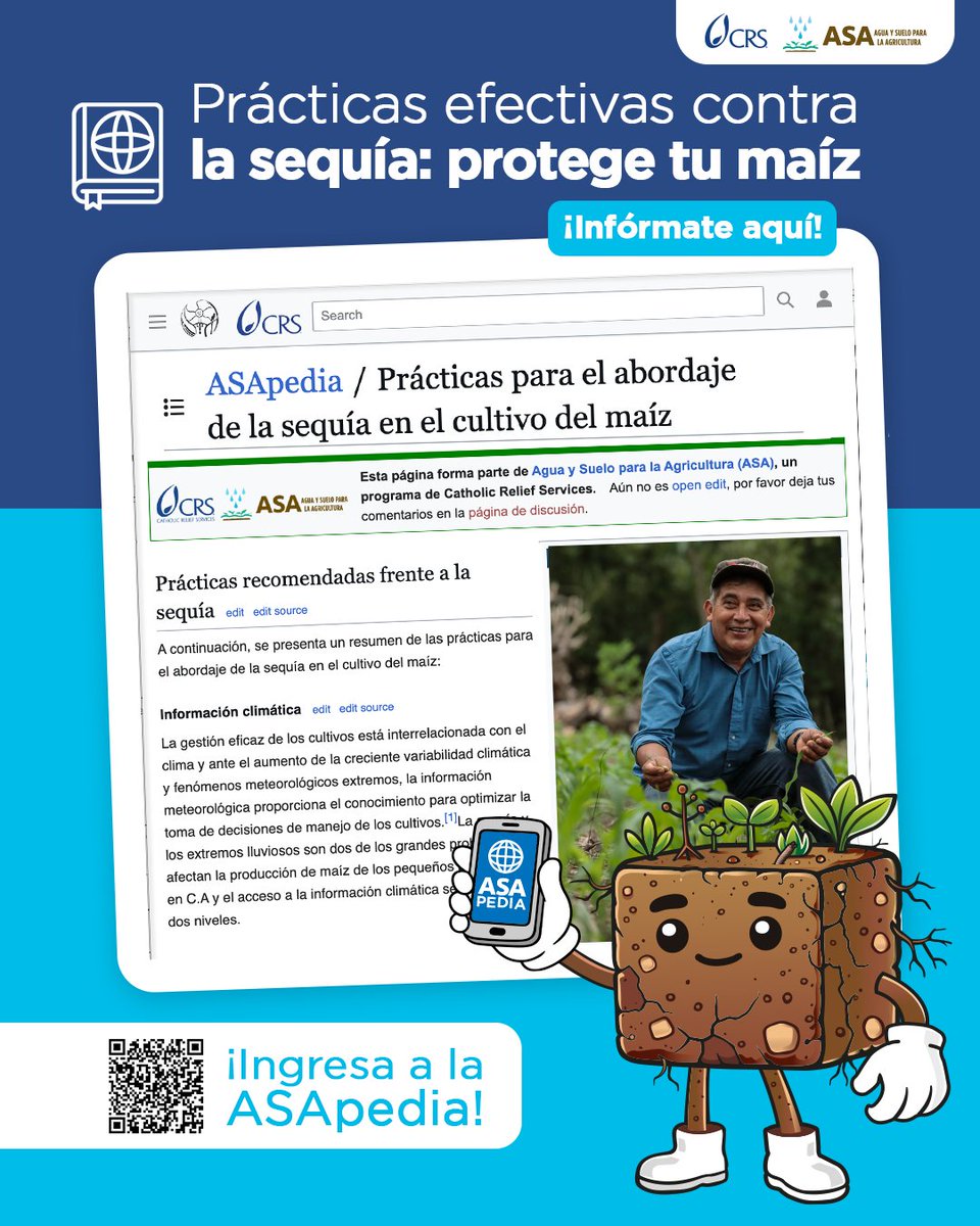 AguaVerdeASA's tweet photo. 💧🌽 ¿Tu cultivo de maíz enfrenta falta de lluvia?
 En ASApedia encontrarás prácticas para abordar la sequía y tomar mejores decisiones, ya sea para el manejo actual del cultivo o para preparar próximas siembras. 
📖 Conoce más https://t.co/sTvfHW94eQ https://t.co/YpgruTraqQ