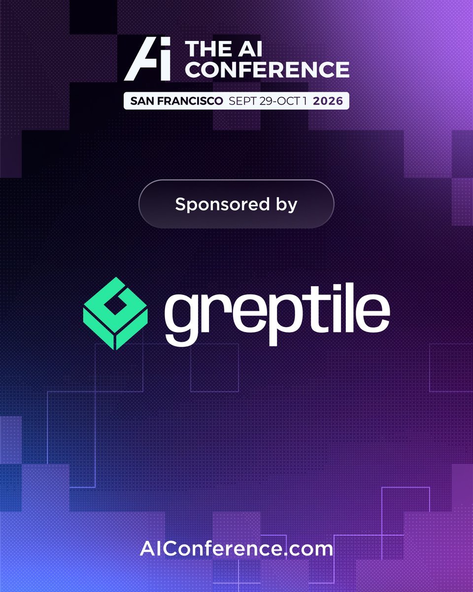 AIconference's tweet photo. We're proud to welcome @greptile as a sponsor of The AI Conference 2026. Greptile is an AI code review platform that understands your entire codebase, automatically reviews pull requests, and helps engineering teams catch bugs faster with context-aware feedback. Built to work alongside AI coding agents, Greptile helps teams ship high-quality software with confidence.