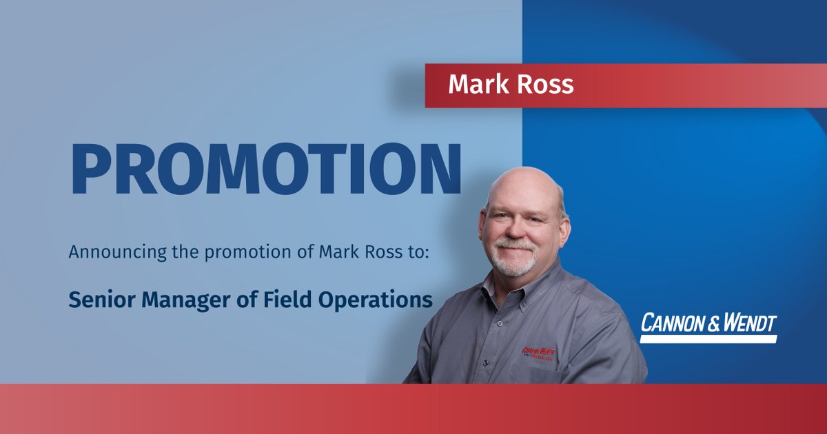 WendtCannon's tweet photo. Big congrats to Mark Ross on his promotion to Senior Manager of Field Operations at Cannon &amp; Wendt!

"Mark has distinguished himself through dedication, professionalism, and an unwavering commitment to excellence," says President Shane Snyder. https://t.co/rLZpKo1Vnb