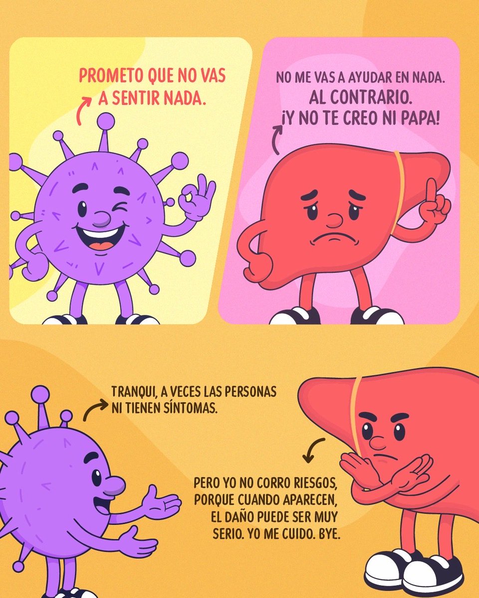 SectorSalud's tweet photo. No siempre avisa, pero puede causar un daño irreversible en el hígado. Esa es la hepatitis.

Se transmite de diferentes formas según el tipo, pero muchas pueden prevenirse con vacunación, higiene, prácticas sexuales seguras y diagnóstico oportuno.

En el #DíaMundialContraLaHepatitis, infórmate y protege tu salud.