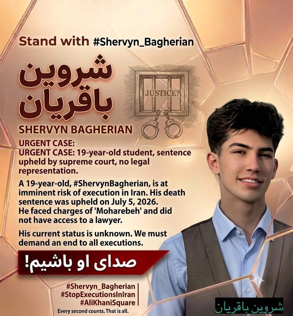 imspidercat11's tweet photo. 🚨Shervin Bagherian must not be executed. A human life cannot be restored once it is taken. We call for justice, due process, and an end to the threat against his life.
#SaveShervin #NoToExecution https://t.co/UfQP3vmaBP