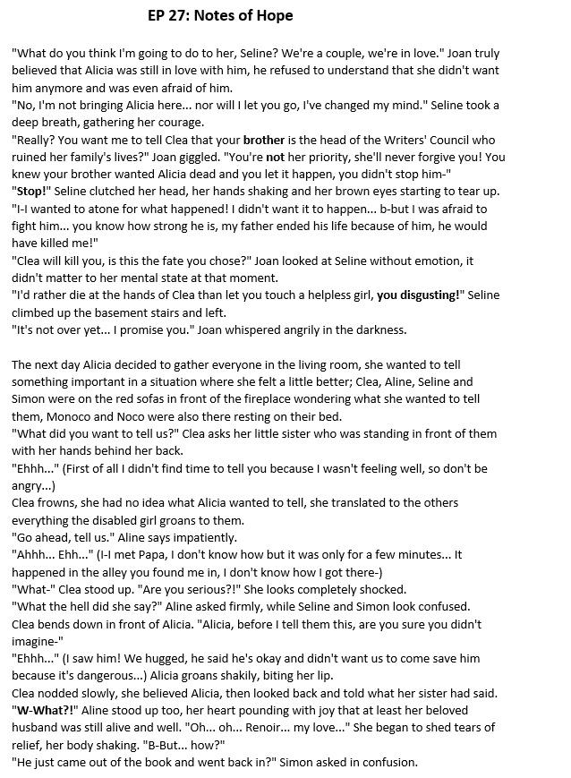 JasinyTops's tweet photo. 🖌️[Painted Story: Two Worlds Meet / Clea and Alicia Fanfic] 🖌️

Chapter 27: Notes of Hope

A chapter I worked hard on, it has 6 pages (the last two in the comments), which starts a new part of the story with a new information. The sisters' story continues 🥹

Enjoy~ 

#E33 https://t.co/5IAEMJJRpo