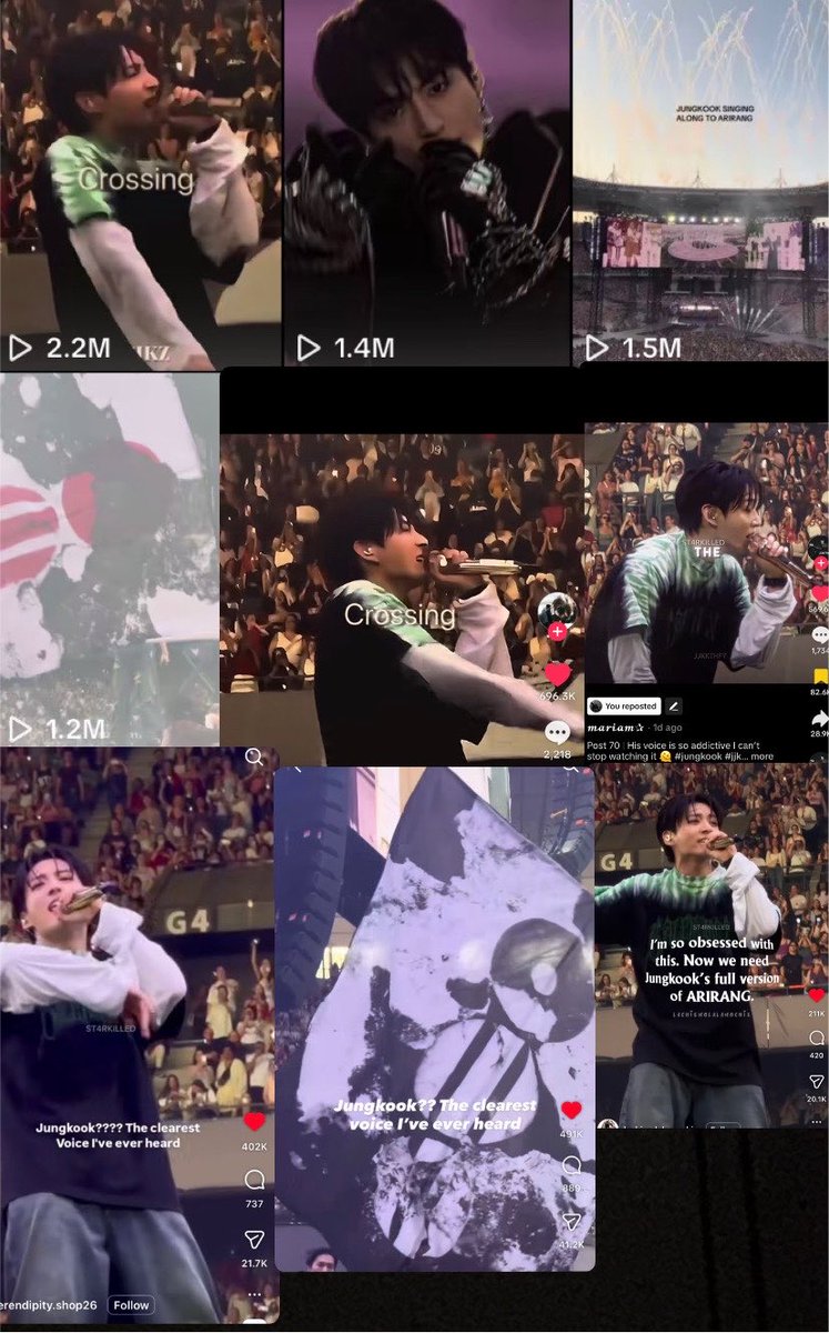 mytimelo's tweet photo. Jungkook is going viral on TikTok and Instagram rn for singing “ARIRANG” 😭🔥 https://t.co/gS8KLeCsjt