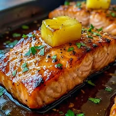 NThanh86518's tweet photo. Tender salmon glazed in a glossy honey pineapple sauce with the perfect balance of sweet, savory, and tropical flavors!🍽️🍋🐟🍍
🐟 Ingredients:
• 4 salmon fillets, about 5 ounces each
• Salt, to taste
• Black pepper, to taste
• 1 tablespoon olive oil
🍍 For the Honey Pineapple Glaze:
• 1/2 cup pineapple chunks, fresh or canned and drained
• 3 tablespoons honey
• 2 tablespoons soy sauce
• 1 tablespoon fresh lime juice
• 1 garlic clove, minced
• 1/2 teaspoon grated ginger
• 1 teaspoon sriracha (optional)
🌸 Instructions
1  Pat salmon dry and season both sides with salt and black pepper.
2  Combine pineapple, honey, soy sauce, lime juice, garlic, ginger, and sriracha (if using) in a small saucepan.
3  Simmer for 5–7 minutes until glossy and slightly thickened.
4  Heat olive oil in a large skillet over medium-high heat.
5  Cook salmon for 4–5 minutes.
6  Flip and brush with the pineapple glaze.
7  Cook for another 3–4 minutes, spooning more glaze over the salmon.