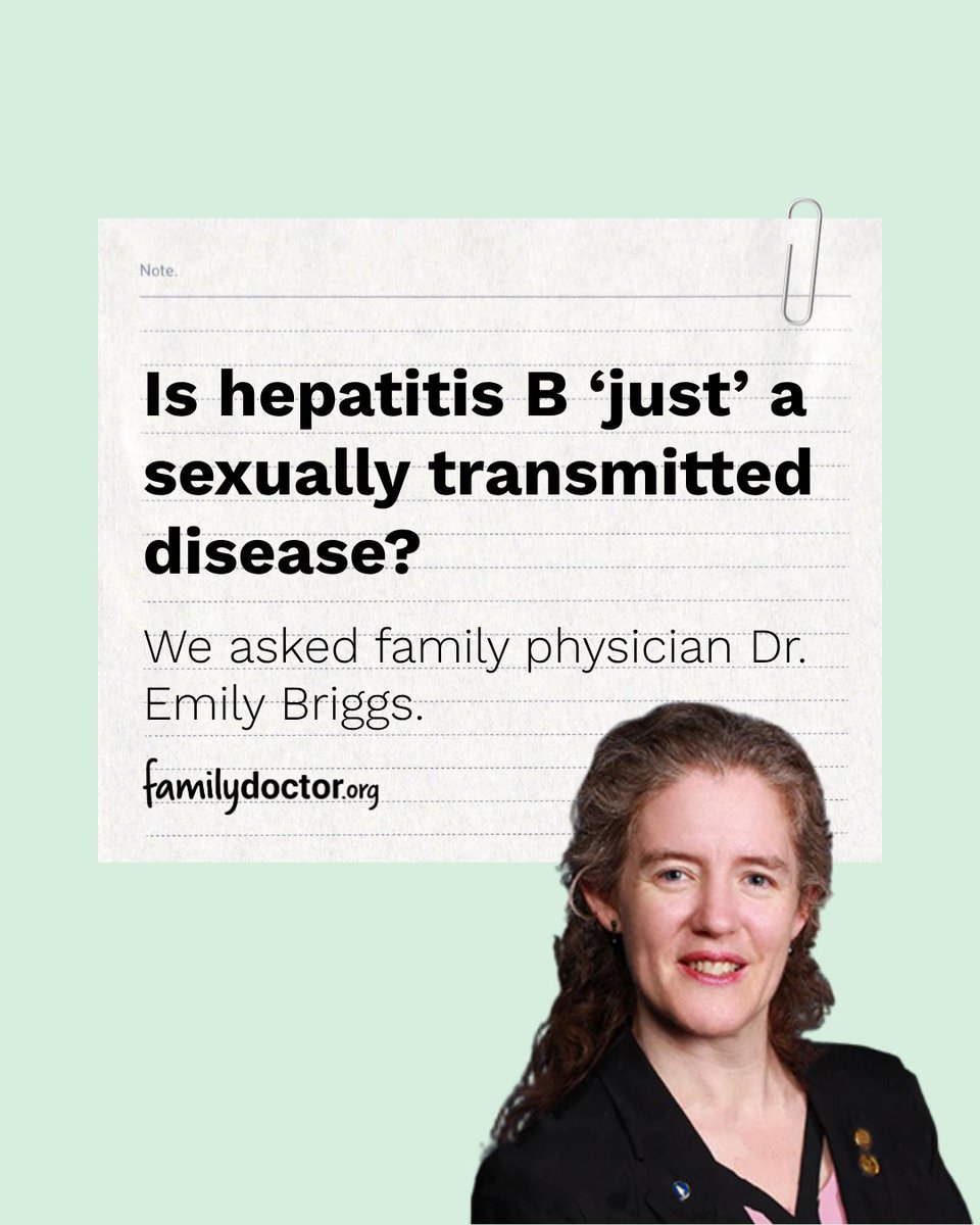 familydoctor's tweet photo. Dr. Emily Briggs explains what Hepatitis B is, answers common questions and discusses the vaccine’s efficacy in her Doctors' Note: https://t.co/noMCNiFE5c #HepatitisDay https://t.co/bHnb2vYwXZ
