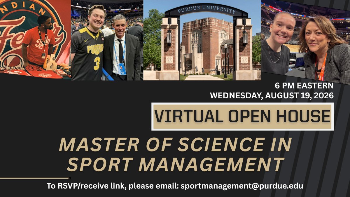 PurdueSportMgt's tweet photo. WHY PURDUE? Enrollment 📈 300% YOY. Expanding to Indy this fall. Emphasis on personalized, applied, industry driven/connected learning. Courses taught by 🏋️‍♀️which 🟰 all the knowledge, skills, and relationships needed to succeed. Join us 8-19 to discover what's ahead. BOILER UP! https://t.co/fFPEUXU7Vn