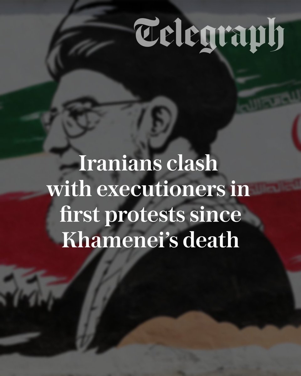Telegraph's tweet photo. Iranian demonstrators clashed with security forces in an attempt to stop the execution of two men arrested during the unrest that swept the country in January.

It is the first significant public protest since that upheaval and the war that killed Ali Khamenei, the former supreme leader.

🔗 https://t.co/1JHCtI0rvJ