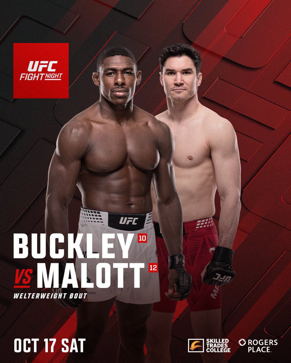 ParryPunchNews's tweet photo. 🔥🚨BREAKING: Joaquin Buckley vs. Mike Malott will headline #UFCEdmonton on October 17! 👀 https://t.co/LDQDlMw7lo
