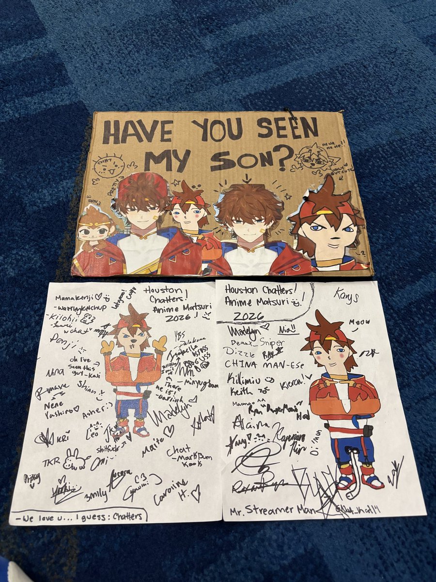 MinYugBam's tweet photo. Me and my group had so much fun 😭❤️ we had alot of people who recognized us sign a picture of kenji! #animematsuri #sunkenji #ybs https://t.co/bw8sxxgjAA