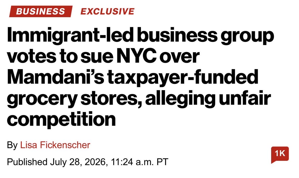 JewsFightBack's tweet photo. Mamdani wants $70 million in taxpayer money to open rent-free government-run grocery stores that undercut local businesses by 30%.

Now store owners are preparing to sue.

As they should.

He is forcing private businesses to fund their own execution. https://t.co/ggwEfKjkkp