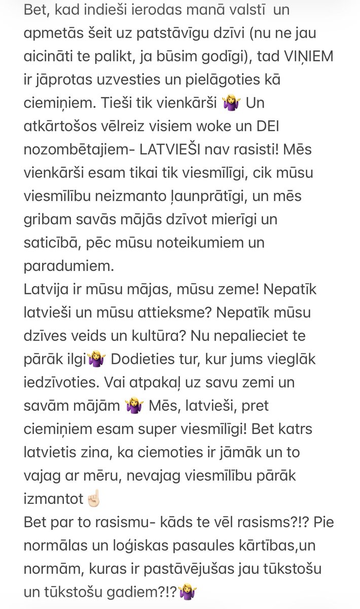 zanulens's tweet photo. Mans viedoklis par pēdējo dienu sašutumu par Sabiles Vīna svētku karnevālu un atbilde visiem imigrantiem Latvijā- latvieši ir sargajuši savu valsti tik ilgi! Jā, mēs esam individuālisti pa lielam, bet ne tad, kad jāsargā sava zeme. Tā ir viena lieta, kura mūs vienmēr apvieno 🇱🇻❤️ https://t.co/oRfo2FKwWy