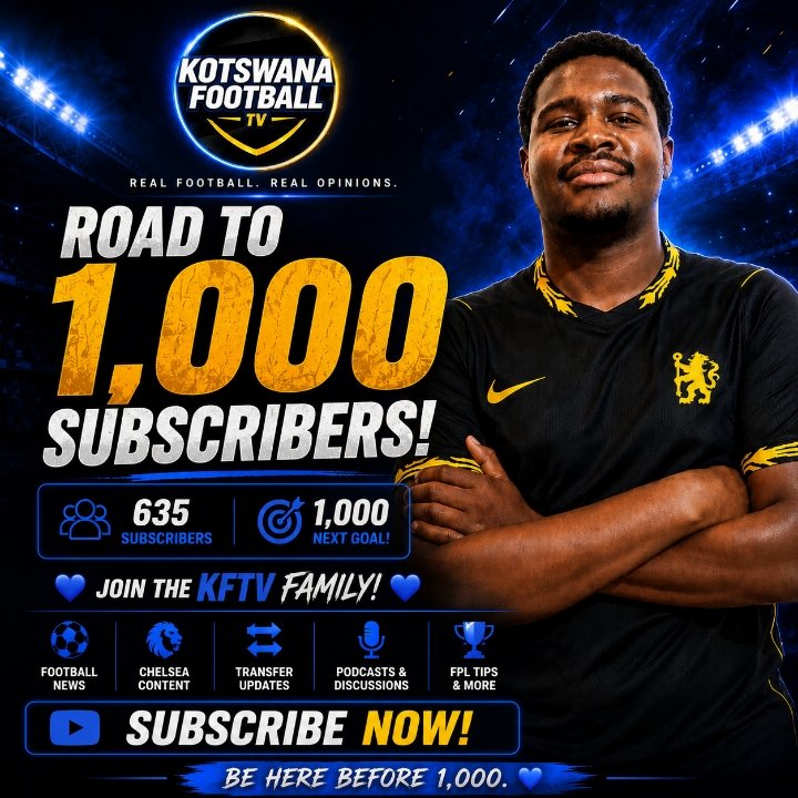 Kotswana_22's tweet photo. https://t.co/OtRelRjljd
🚀 ROAD TO 1,000 SUBSCRIBERS! 💙
We're currently at 635 subscribers and every single one of you has helped build this community. Thank you! 🙏
#RoadTo1000 #Football #ChelseaFC #PremierLeague #YouTube #FootballCommunity #KotswanaFootballTV https://t.co/MQ9LDcEPx3