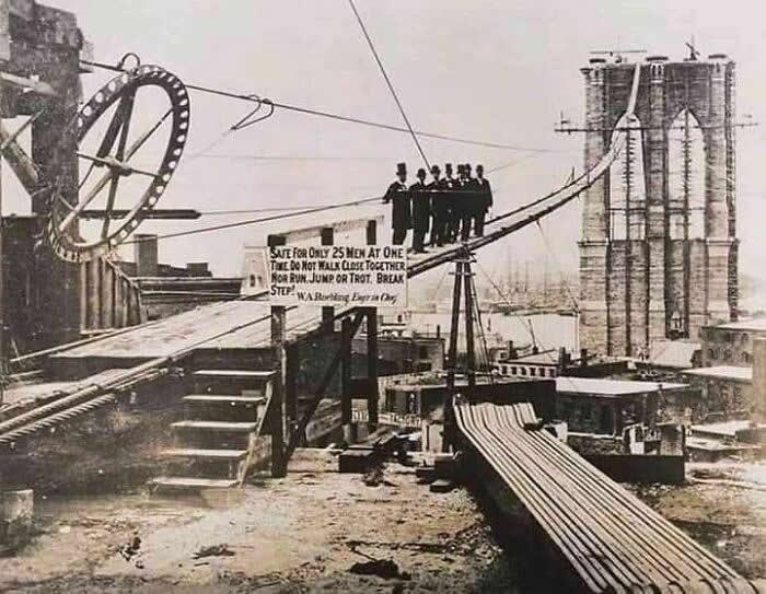 HistorylandHQ's tweet photo. Brooklyn Bridge under construction - 1877 https://t.co/Oh5BkqgUIj