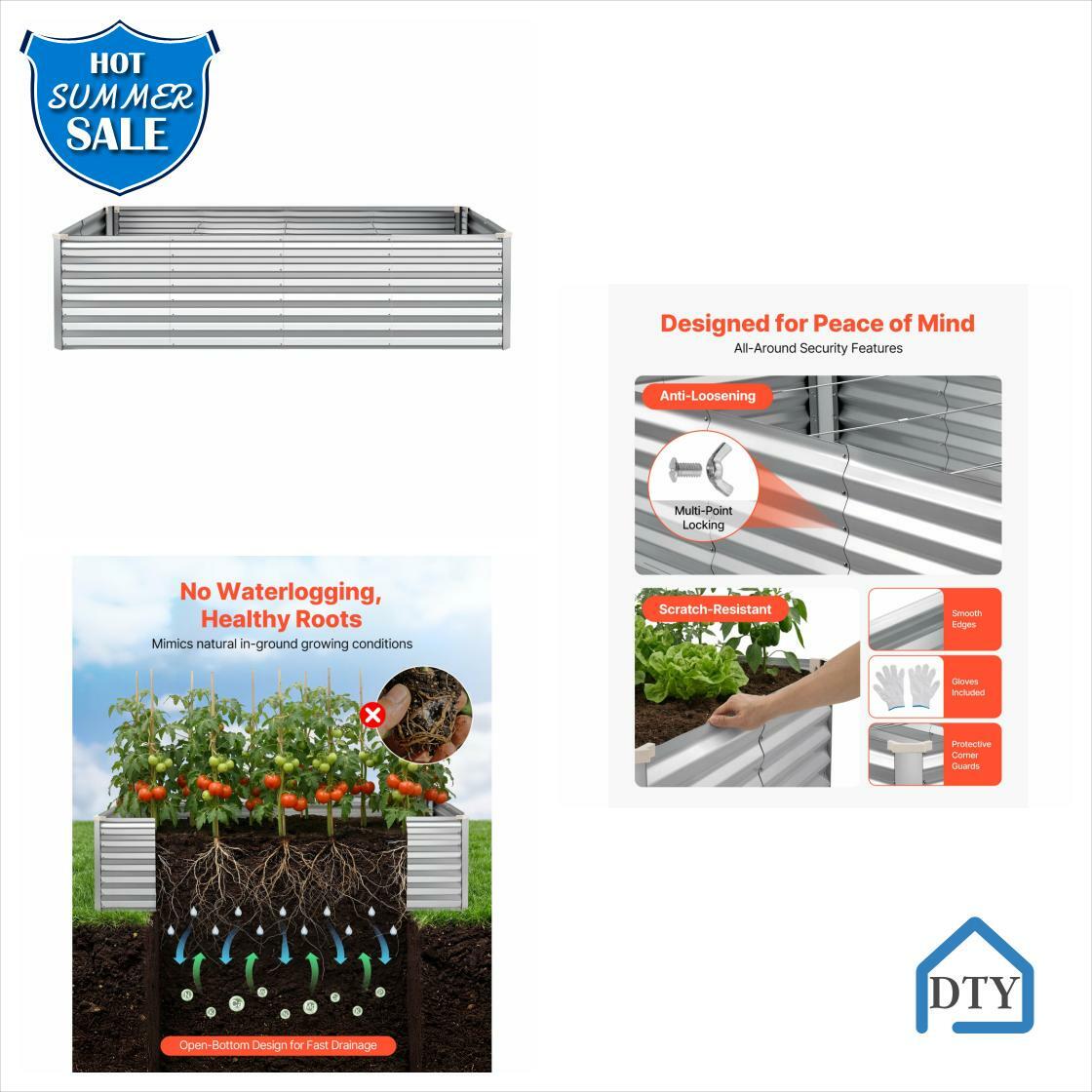 dtystore's tweet photo. Elevate your gardening game with our Galvanized Raised Garden Bed! At just $153.88, grow flowers and vegetables with ease in this durable, rustproof planting box. Start your green journey today! #GardenPlanters #Outdoor https://t.co/kpH3yTE08d