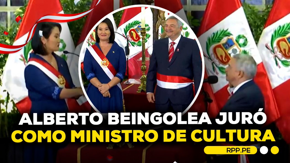 RPPNoticias's tweet photo. La presidenta de la República, Keiko Fujimori, tomó juramento a Alberto Beingolea como ministro de Cultura.

👉https://t.co/FgaYDssbkn
#FiestasPatriasXRPP https://t.co/MsyNBz6fNq