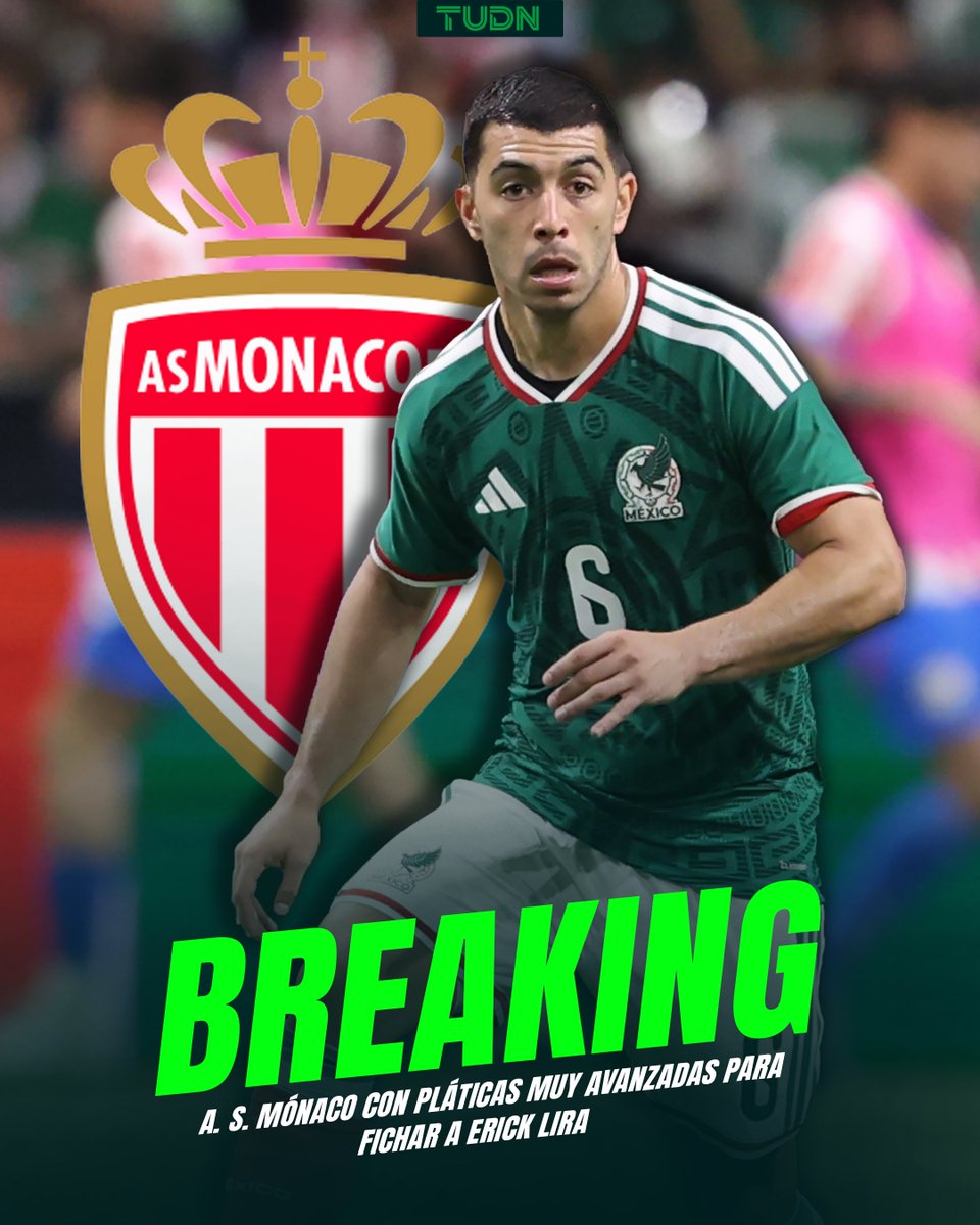 TUDNMEX's tweet photo. El futuro de Erik Lira se aclara🔥: AS Mónaco, con platicas avanzadas por ficharle ⚽️🇫🇷

Con información de @GibranAraige 

https://t.co/KJsy6jpg3G

#ErikLira | #Futbol | #Monaco https://t.co/uhlLuDpyAi