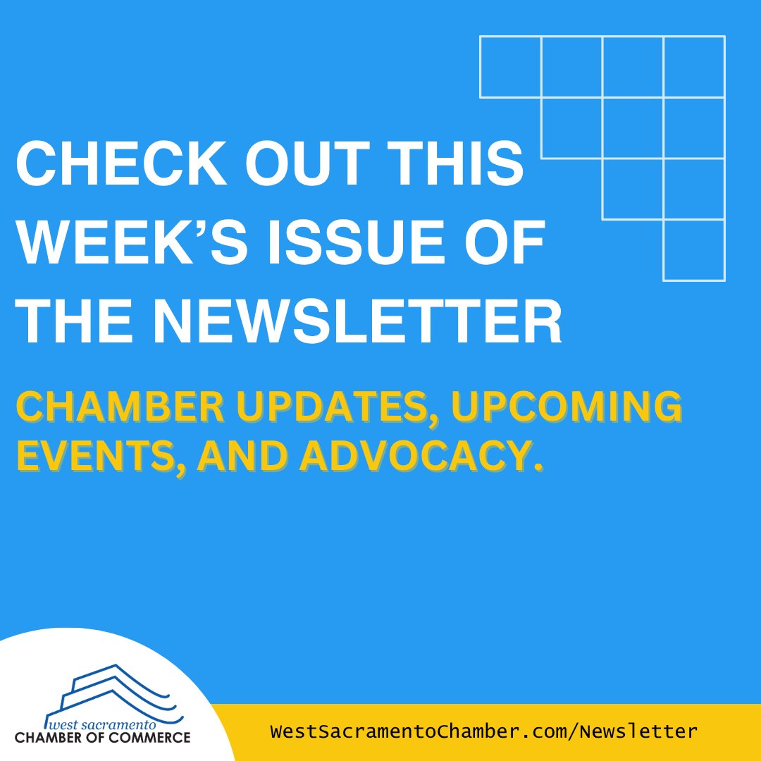 WestSacChamber's tweet photo. Our bi-weekly newletter is out! Check out all the updates, upcoming events, and member highlights. 

Read: https://t.co/6cwLfvsV90 https://t.co/g0eworxNMa