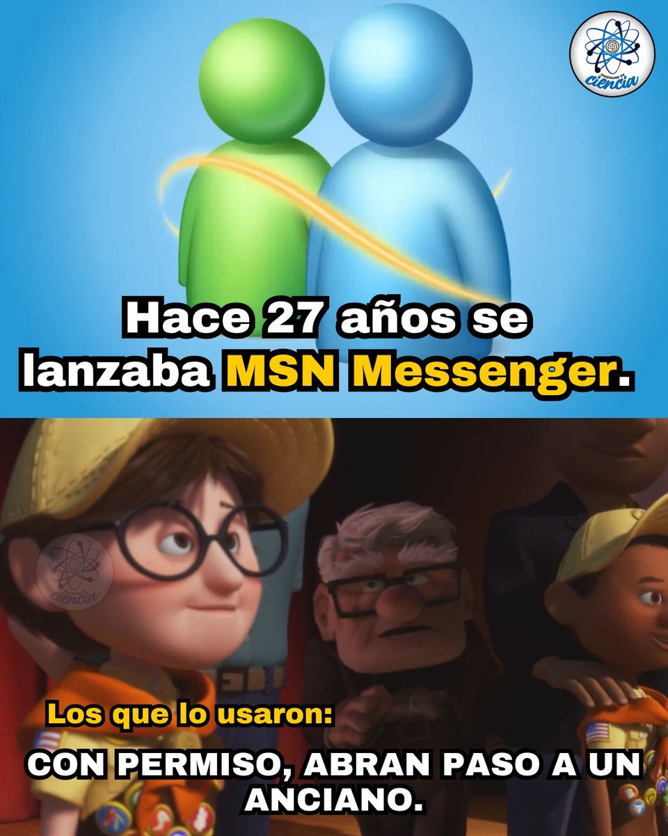 EnsedeCiencia's tweet photo. “📅 Hace 27 años, a finales de julio, nacía el mítico MSN Messenger… sí, ese donde te conectabas y desconectabas solo para que “esa persona” te viera en línea 😏💻.

Los que lo usamos… ya estamos oficialmente en categoría de reliquias digitales 🧓😂.” https://t.co/oIjvWJZK7g