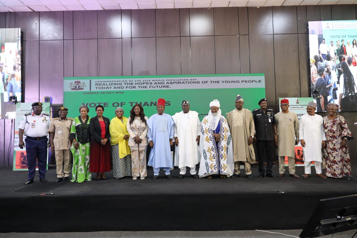 natpopcom's tweet photo. NPC Chairman, Dr. Aminu Yusuf, today at the 2026 World Population Day commemoration held in Abuja, warned that Nigeria's youthful population would not automatically yield a demographic dividend without right policies and investments in health, education, &amp; economic opportunity. https://t.co/xhgbOy4ZBd