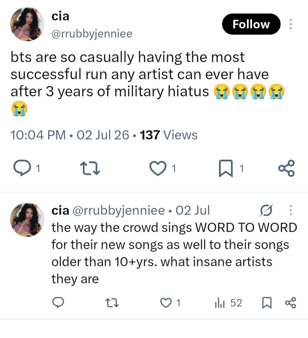 RUBYH1LLS's tweet photo. For anyone trying to have a gotcha moment in the qrts this is literally a btass stan. And for you bitch @rrubbyjenniee change your user and pic https://t.co/wzc5sWY7GT