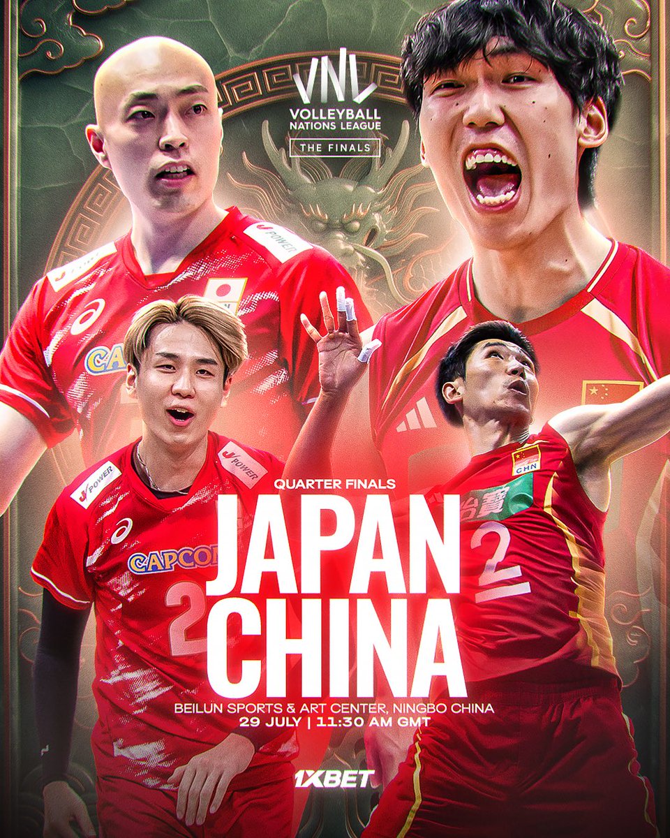 volleyballworld's tweet photo. #VNL2026: THE LAST TWO ASIAN TEAMS STANDING 🇯🇵🇨🇳

Japan 🇯🇵 and China 🇨🇳 opened their VNL campaigns against each other in Linyi. Now they meet again in the Finals, the undefeated team 🇯🇵 facing the hosts 🇨🇳.

The last two Asian teams still in the race 🔥. Only one can keep the dream alive 🏆✨

➡️ Visit @1xBet_Eng 🔗 https://t.co/kmnQruzDTU
📺 Watch LIVE: : https://t.co/4mj2q2AwgK
🎟️ Tickets: https://t.co/fV1Om7m2rR

🏐 #BePartOfTheGame #Volleyball