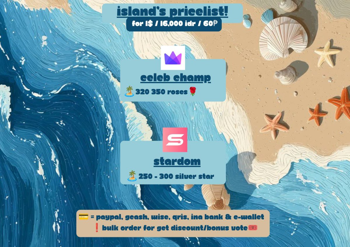 kpopvoteisland_'s tweet photo. 🏝️WANT TO SALE / RESERVATION🏝️

ᯓ➤ MNET+
ᯓ➤ KOOKY
ᯓ➤ MUBEAT
ᯓ➤ MUNIVERSE
ᯓ➤ PODOAL
ᯓ➤ MY1PICK
ᯓ➤ UPICK
ᯓ➤ DUCKAD
ᯓ➤ WHOSFAN
ᯓ➤ HIGHER
ᯓ➤ FANCAST
ᯓ➤ LINC
ᯓ➤ IDOL CHAMP
ᯓ➤ CELEB CHAMP
ᯓ➤ STARDOM

❗BULK ORDER TO GET THE SPECIAL RATE & BONUS📢

t. kpop vote wts wtb comeback cb jual beli music show awards prevote live vote fans stage pick stage mushow korean idol buy sell