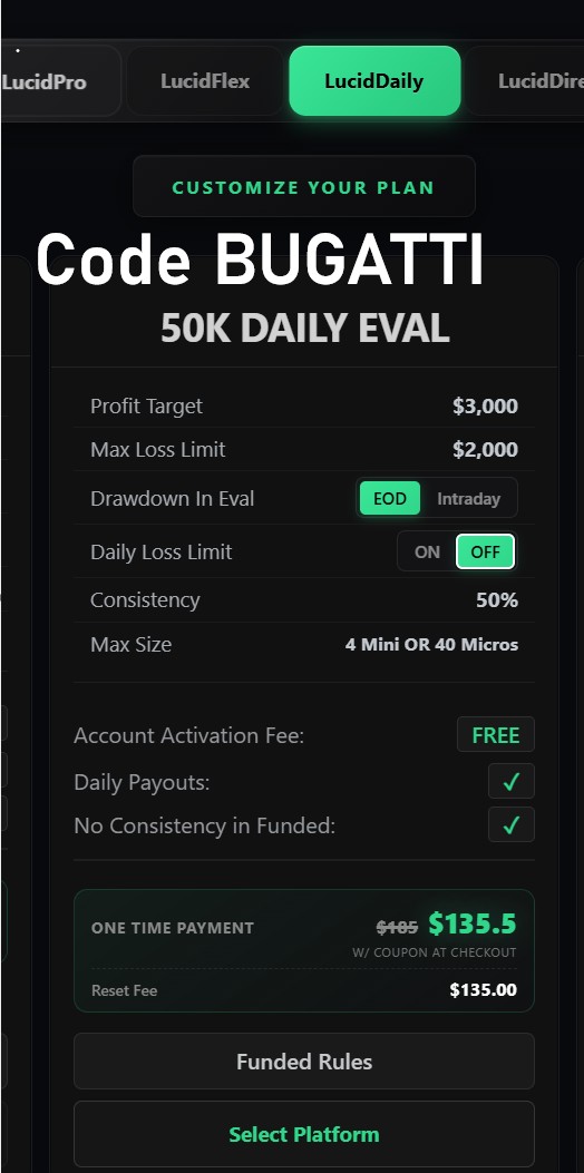 UncleBugatti's tweet photo. 🫣Lucid Giveaway Alert🫣
1x50K Lucid Daily EOD

Rules:
1. Follow me &amp; @TradingLucid 
2. Like &amp; Retweet "Lucid Daily"
3. let me know if you traded the daily yet?

Winner will be pick on 8/4

Use Code BUGATTI
https://t.co/W6ztLU49eJ https://t.co/X6v91EA7yk